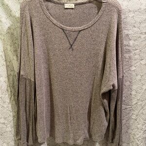 Women's Ribbed Knit Sweater - Gray